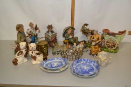 Mixed Lot: Continental bisque porcelain figures pair of Staffordshire dogs and various other items