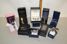 Box of various modern ladies and gents wristwatches
