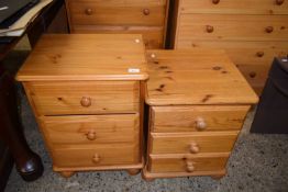 Two modern pine bedside cabinets