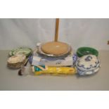 Mixed Lot: Various assorted ceramics to include meat plate, 19th Century floral decorated saucers