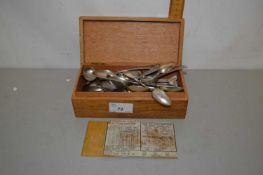 Small case of various assorted teaspoons