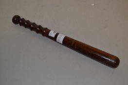 Vintage turned wooden truncheon, no makers names or emblems noted
