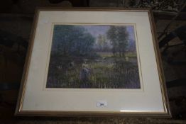 Wild Lupins by F Stafford Dupree, pastel, framed and glazed