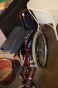 A folding wheelchair