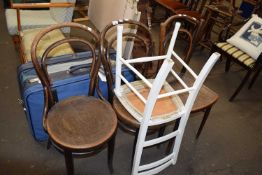 Three bentwood dining chairs and a cream painted chair (4)