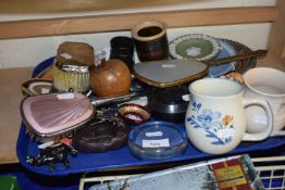 Mixed Lot: Wedgwood Jasper ware, two silver backed clothes brushes, trinket boxes, mugs etc
