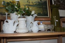 Mixed Lot: Assorted Parian and similar jugs, glass ware etc