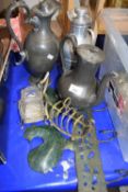 Mixed Lot: Aluminium style Thermos, a pewter ewer and other items