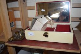 Mixed Lot: Jewellery box, ink stand, clock etc