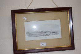 Cardiff from the West, 1849, print, framed and glazed
