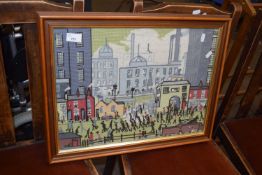 A needlework picture after L S Lowry