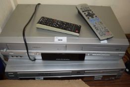 A Toshiba VHS player and a Panasonic DVD/CD player