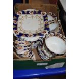 Quantity of blue and gilt decorated tea wares