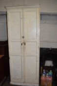 White painted pine two door cupboard