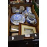 Mixed Lot: Assorted blue and white china, pictures etc