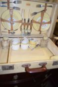 A vintage cased picnic set
