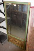 A green and gilt painted wall mirror