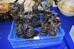 Quantity of bronze effect figurines