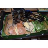 Mixed Lot: Pressed glass dressing table set, glove box, jewellery boxes etc