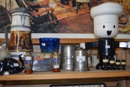 Mixed Lot: Pewter mugs, German stein, Homepride figures etc