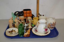 Tray of various assorted ornaments, miniature beer steins etc