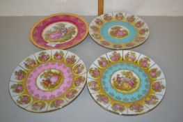 Group of four modern continental gilt decorated cabinet plates
