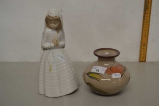 A Nao model of a girl together with a Denby vase (2)