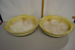 Two gilt finish wash bowls