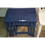 Nest of blue painted tables