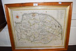 Coloured map Norfolk from the Best Authorities, engraved by J.Cary, maple framed and glazed