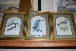A set of four small prints of birds