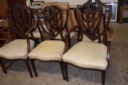 Set of six mahogany framed shield back dining chairs