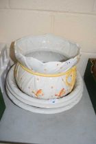 Mixed Lot: Various wash bowls, large jardiniere etc