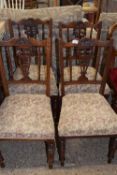 Set of four late Victorian dining chairs with floral upholstered seats