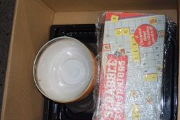 Box of various assorted kitchen wares and other items