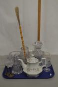 Mixed Lot: Various glass vases, teapot etc