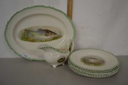 Quantity of Woods ivory dinner wares patterned with fish