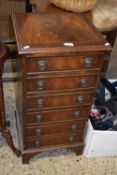 Reproduction narrow six drawer mahogany veneered chest