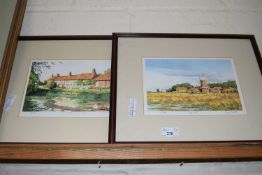 Tony Malton, coloured print, Mill Cottages, Burnham and Cley Mill (2)