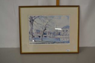 David Green, coloured print of a riverside scene