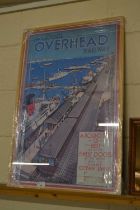 Liverpool Overhead Railway, reproduction coloured poster, framed and glazed