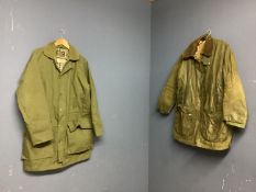 Barbour waxed jacket, and another outside jacket, and a Barbour fleece liner, all Large