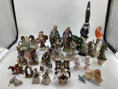 A Collection of C19th/C20th ceramics to include figurines, birds, and animal, to include a Herend