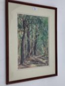 Pastel on paper, of a woodland scene, marked verso "Near Christmas Hills", signed and dated,
