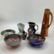 Collection of C20th ceramics to include a large Dragon handled ewer by Bishop 41cmH and an Art