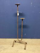 a weathered iron candle stand, as found, 91cmH