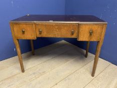 An Art Deco style writing desk, break front, on hexagonal tapered legs, 108 x 52cm