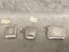 Three sterling silver vesta cases, various dates and makers 72.5g