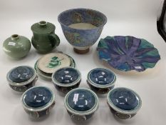 Collection of studio pottery to include lidded bowls, jugs and chargers, see photos for Pottery