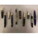 A collection of Fountain Pens, to include Louis Vuitton, 3 Mont Blancs and others, in a presentation